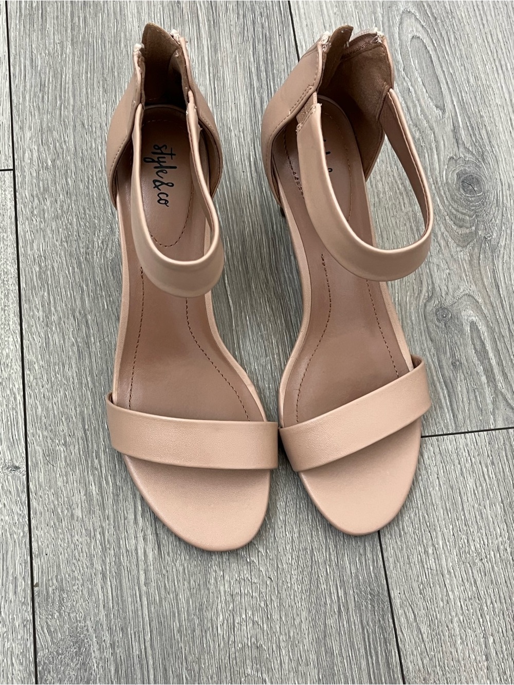 Style & Co. Blush Open-Toe Ankle Strap Block Heels